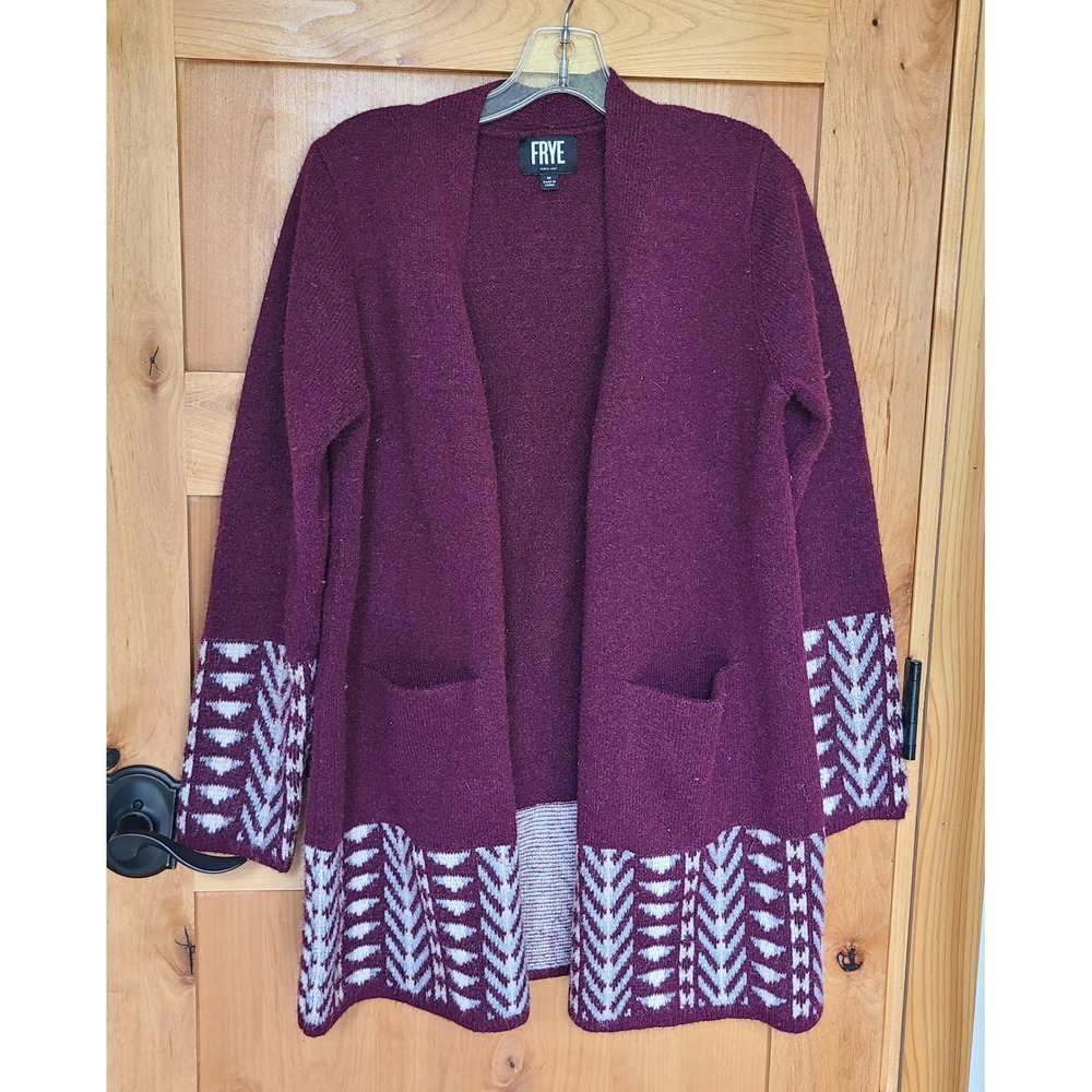 Frye Plum Purple Medium Aztec Southwestern Duster Cardigan M Festival Coachella